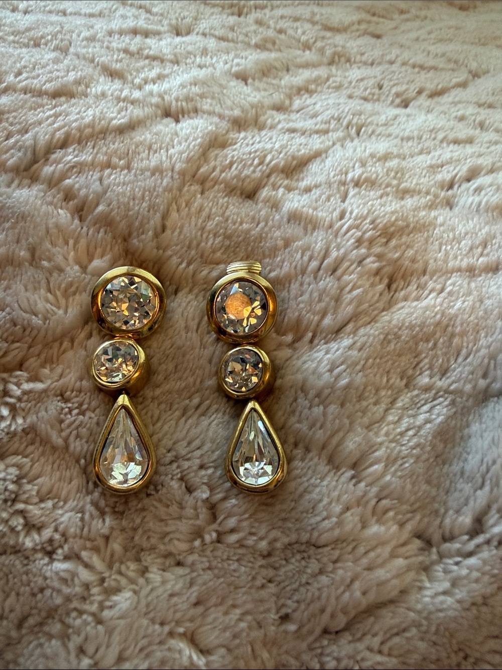 Gold-Tone Clear Crystal Drop Earrings - Elegant Women Jewelry